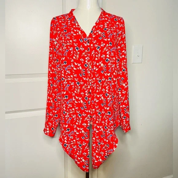 The Limited Red Floral Print Blouse Sz Petite M - Picture 1 of 10